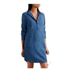 J. Crew Small Blue Chambray Long Sleeve 1/4 Button Down Dress